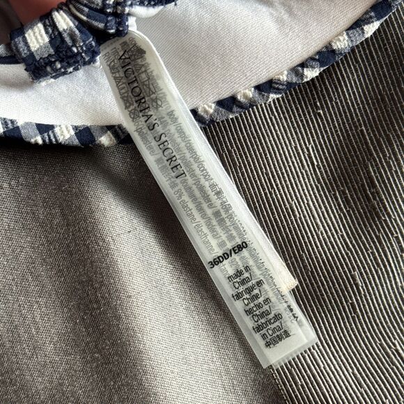 VICTORIA'S SECRET Blue White Plaid Gingham Swim Removable Push Up Bikini 36DD - Picture 4 of 4